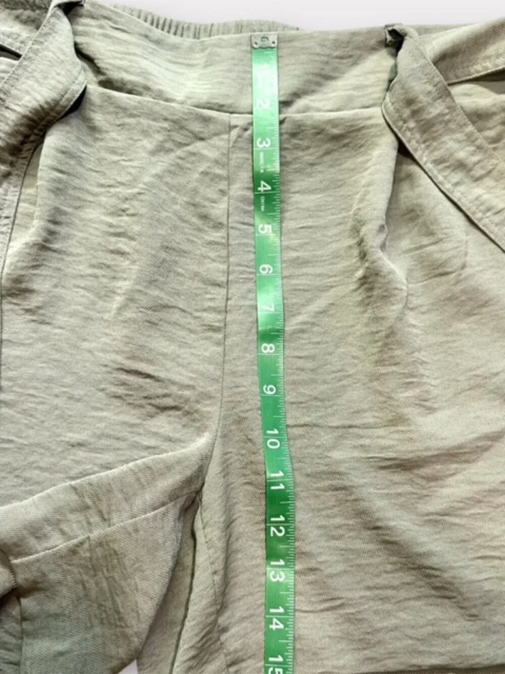 SOHO Womens High Waisted Shorts with Tie Belt Elastic Waist Light Green Size L